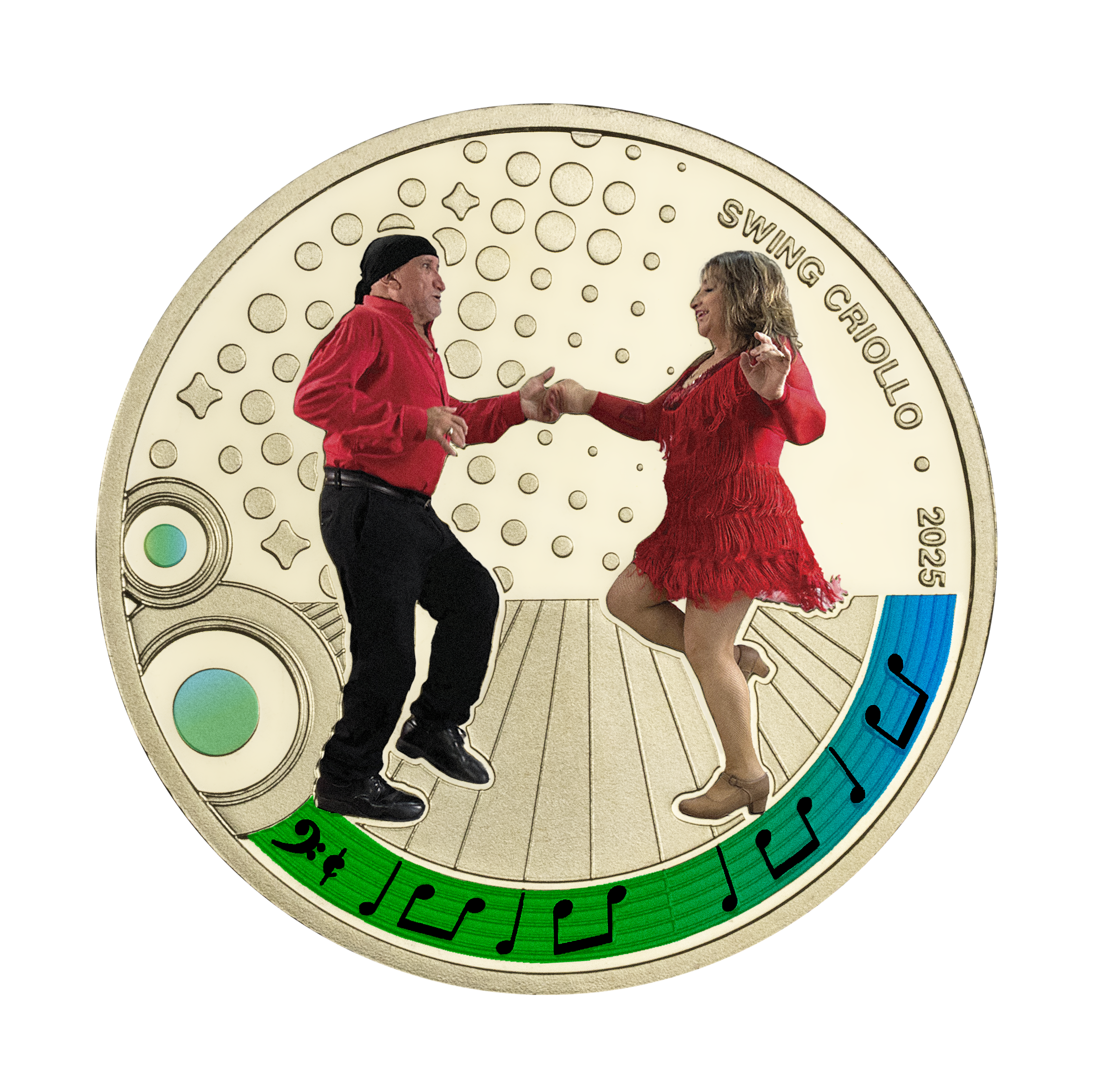 Anverso moneda 100 colones swing criollo