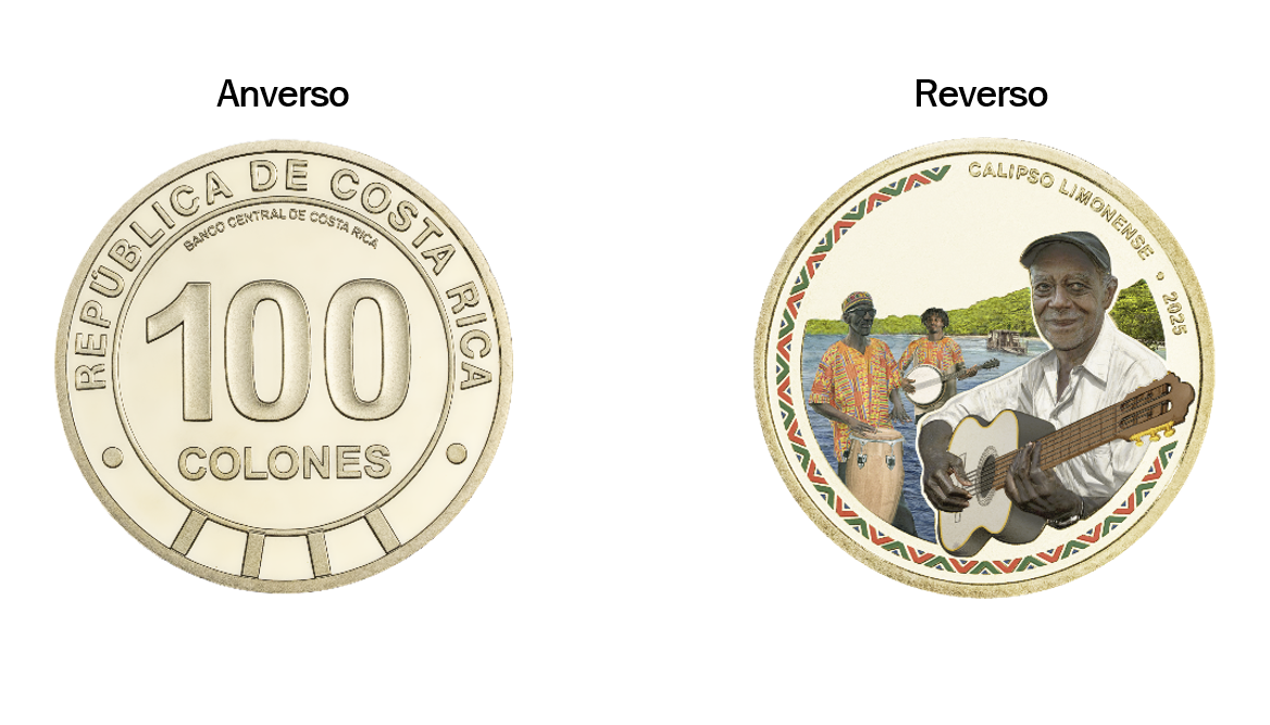 Moneda de colección de 100 colones del calipso limonense