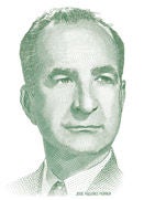 José Figueres Ferrer: Portrait illustration of José Figueres Ferrer in formal business attire.