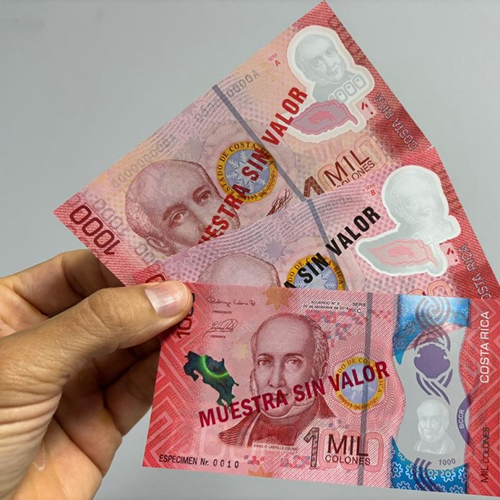Muestra billetes 1000 colones sin valor
