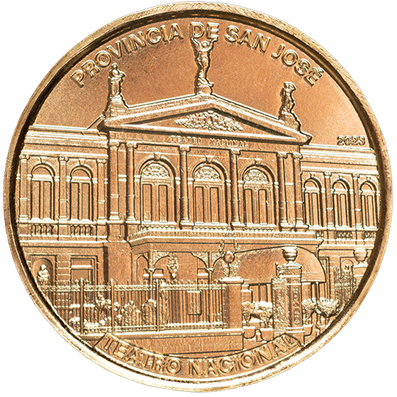 Commemorative coin from the Provinces series featuring the National Theatre of Costa Rica in San José Province.