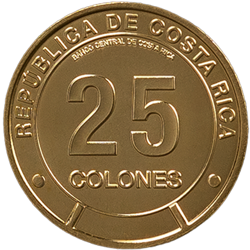Anverso de la moneda de 25 colones