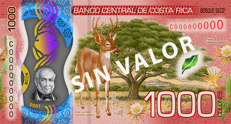 1000 colones reverso